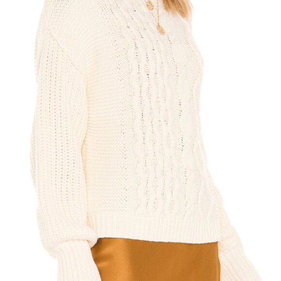 Free People Dream Cable Crewneck Sweater Size Small in Cream - Picture 2 of 13